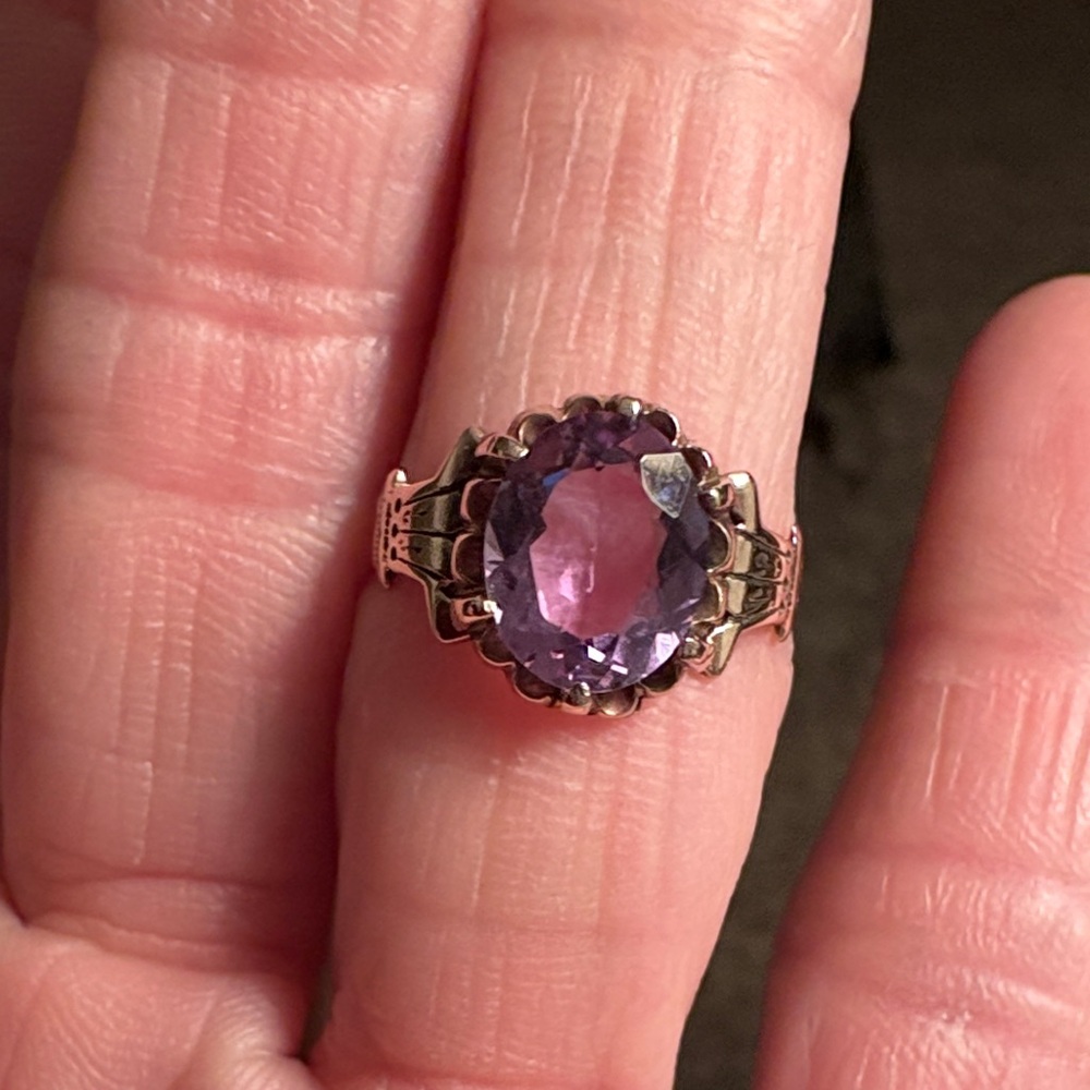 Antique Amethyst Ring In Solid Yellow Gold